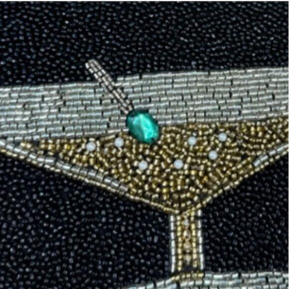 Handcrafted in India Beaded Martini with Olive Jewel Shoulder Bag NWT - Picture 2 of 6
